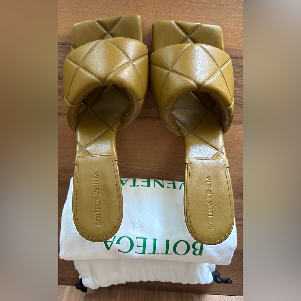 Bottega Veneta Mustard Quilted Sandals
